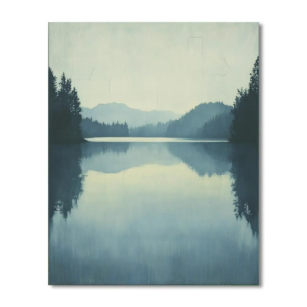 Leonardo Da Vinci Inspired Quiet Lake Horizons painting number kit