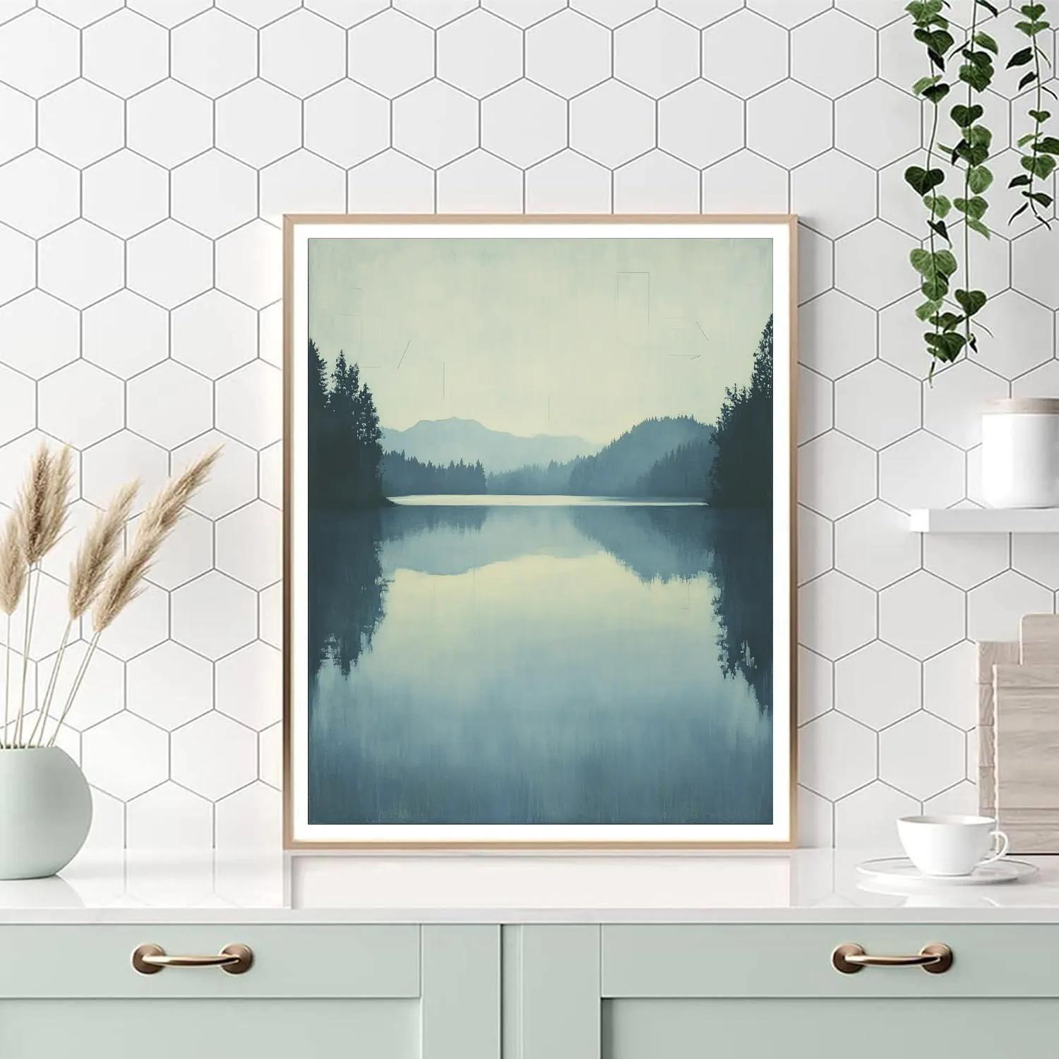 Leonardo Da Vinci Inspired Quiet Lake Horizons painting number kit