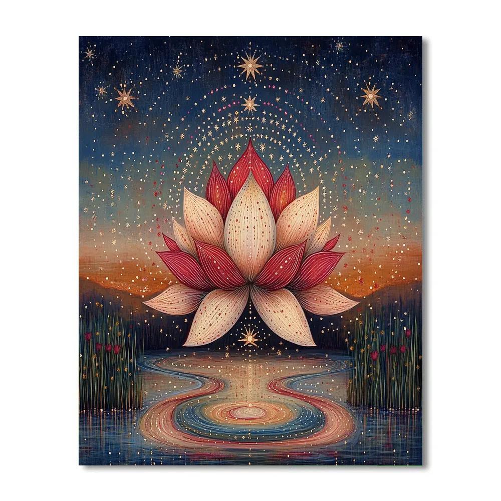 Nandalal Bose Inspired Cosmic Lotus Dawn DIY paint by numbers