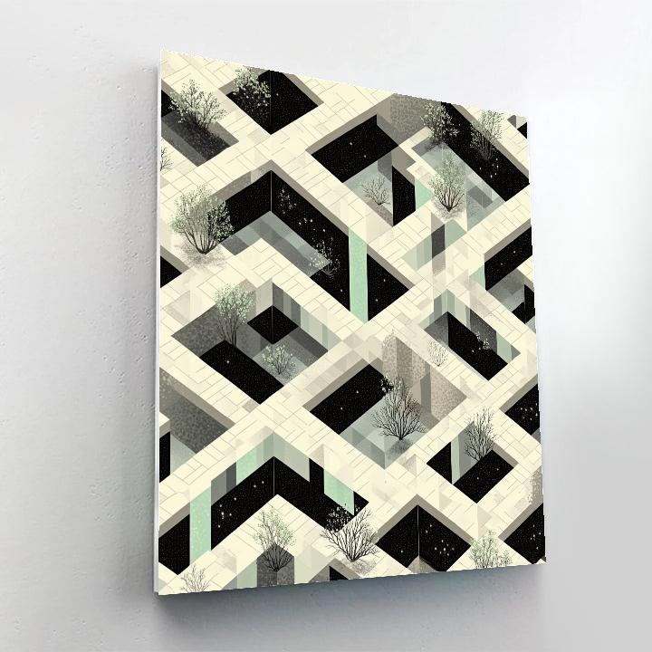 M.C. Escher Inspired Paradox Garden Of Symmetric Tiles paint by color