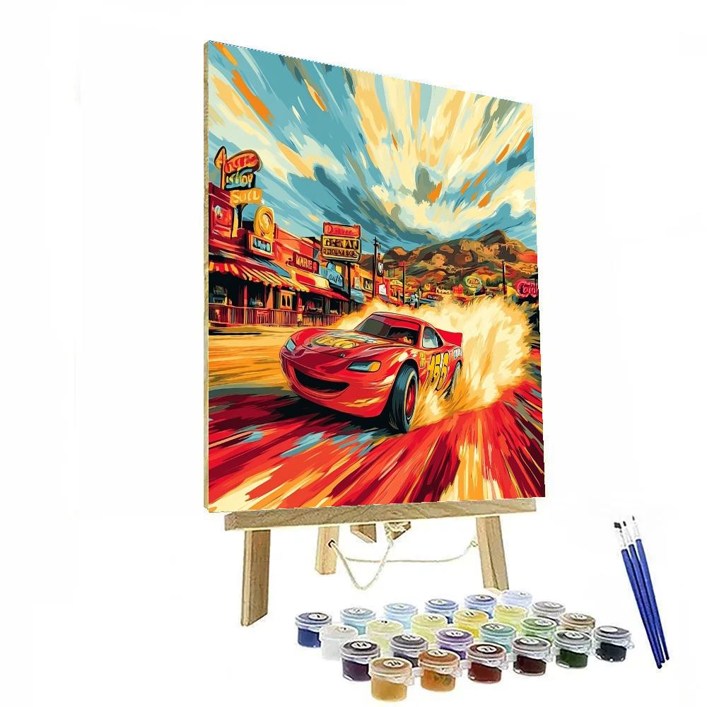 Lightning McQueens Radiator Springs Race Disney Inspired Number painting