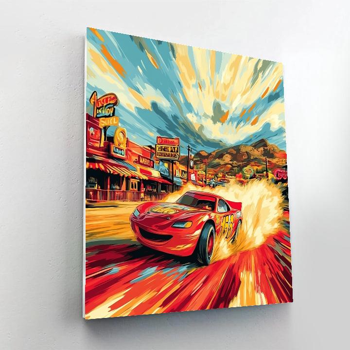 Lightning McQueens Radiator Springs Race Disney Inspired Number painting