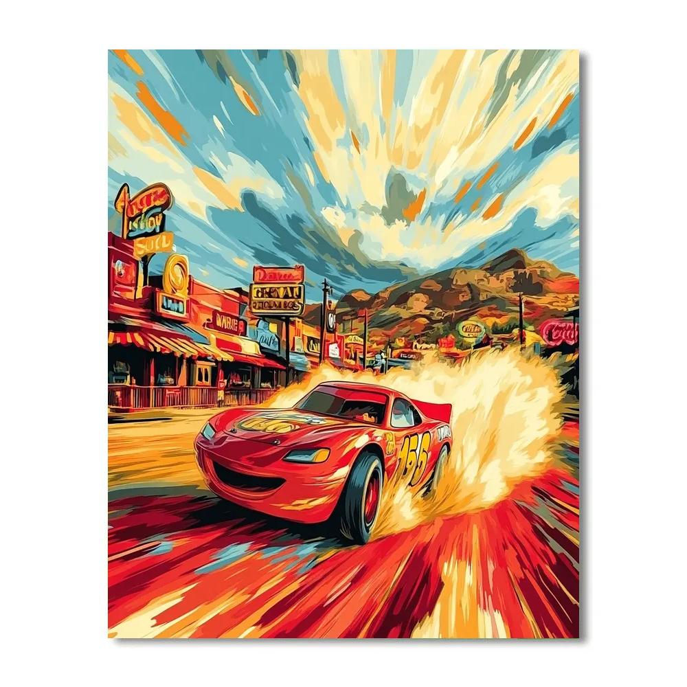 Lightning McQueens Radiator Springs Race Disney Inspired Number painting