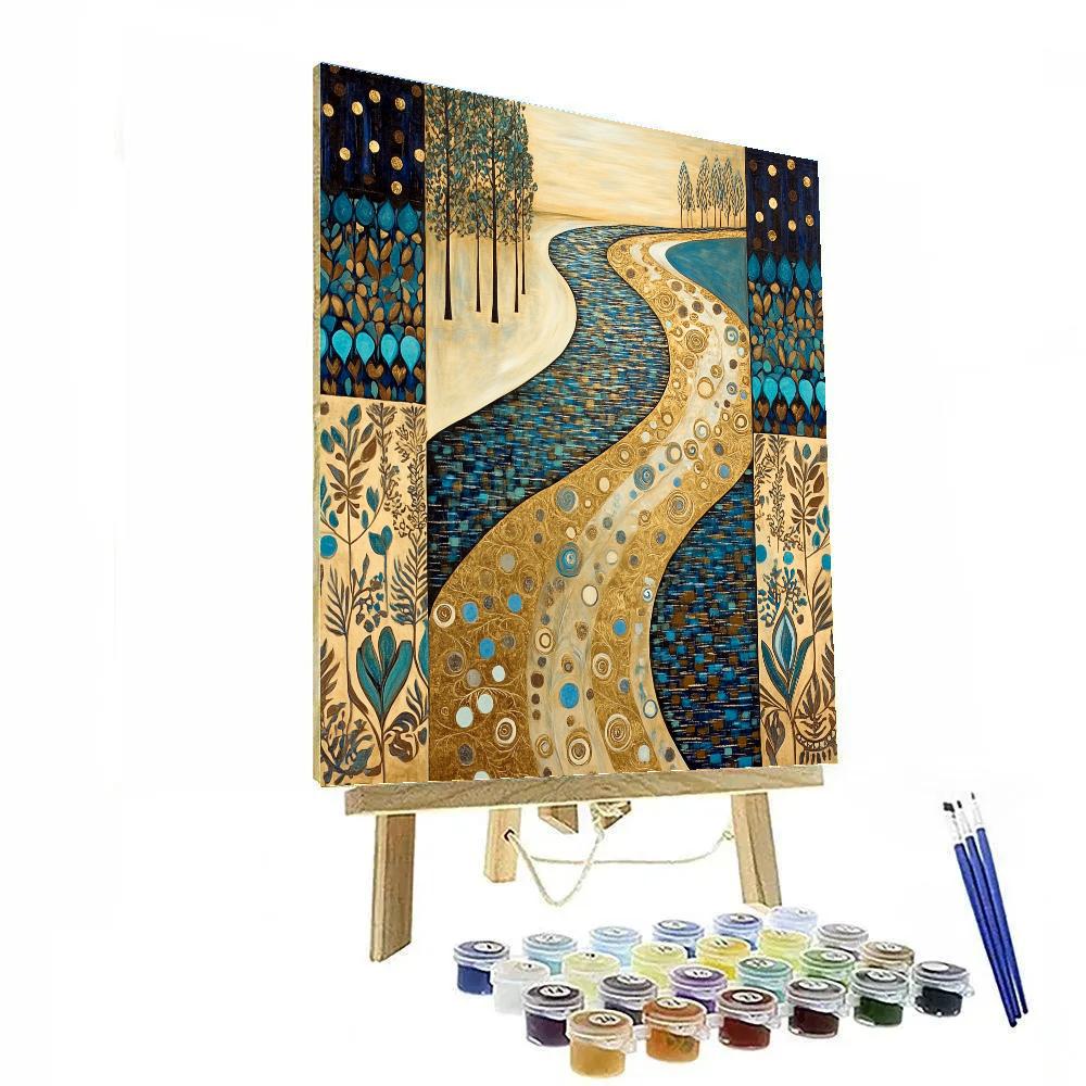 Gustav Klimt Inspired Ornamental River Of Gold painting number kit