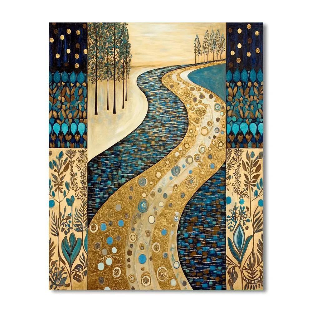Gustav Klimt Inspired Ornamental River Of Gold painting number kit