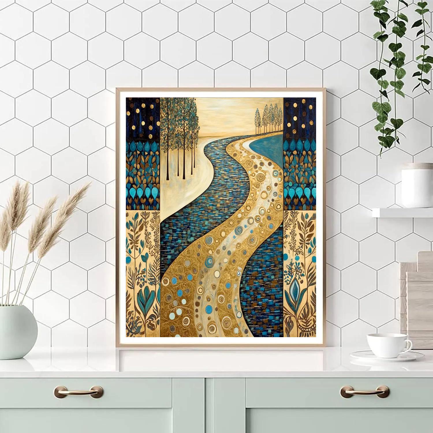 Gustav Klimt Inspired Ornamental River Of Gold painting number kit
