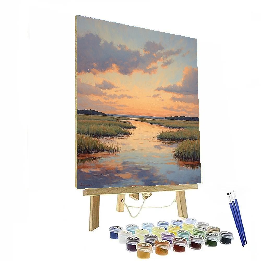 Claude Monet Inspired Evening Sky Over Marsh DIY paint by numbers