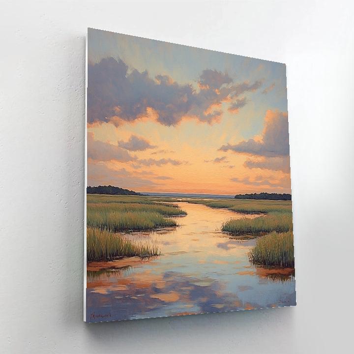 Claude Monet Inspired Evening Sky Over Marsh DIY paint by numbers