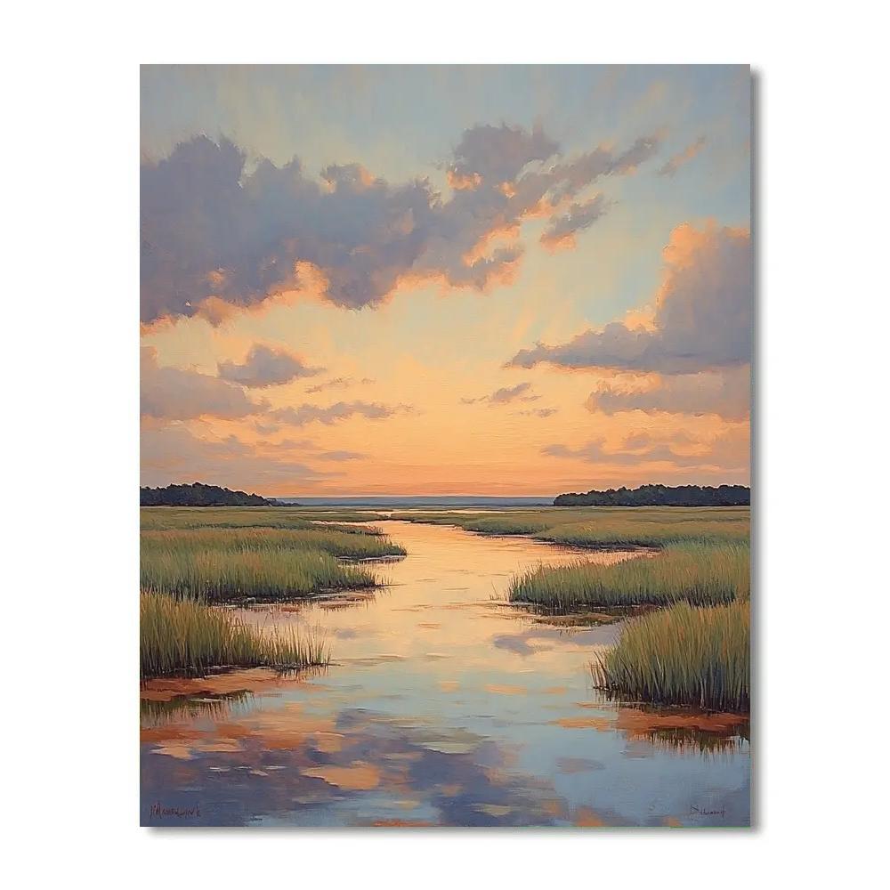 Claude Monet Inspired Evening Sky Over Marsh DIY paint by numbers