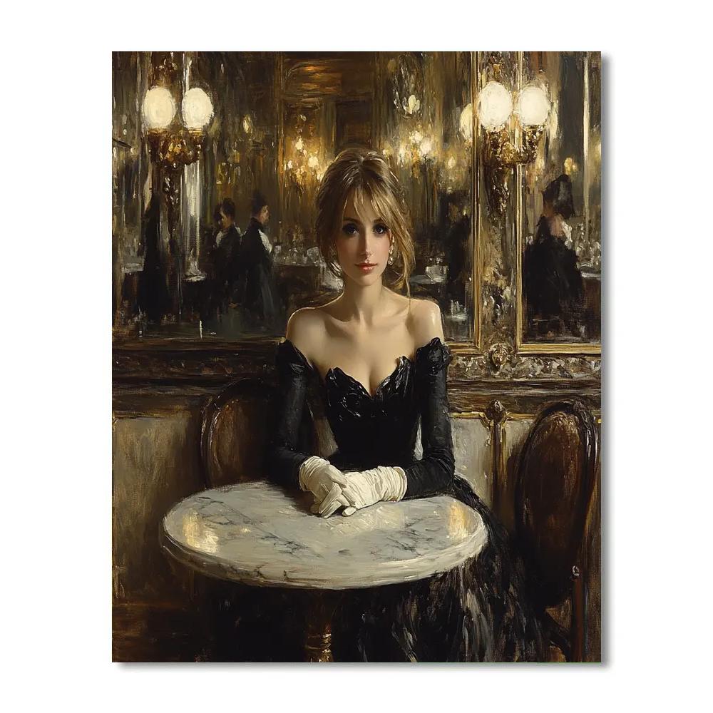 John Singer Sargent Inspired Elegant Cafe Portrait painting number kit