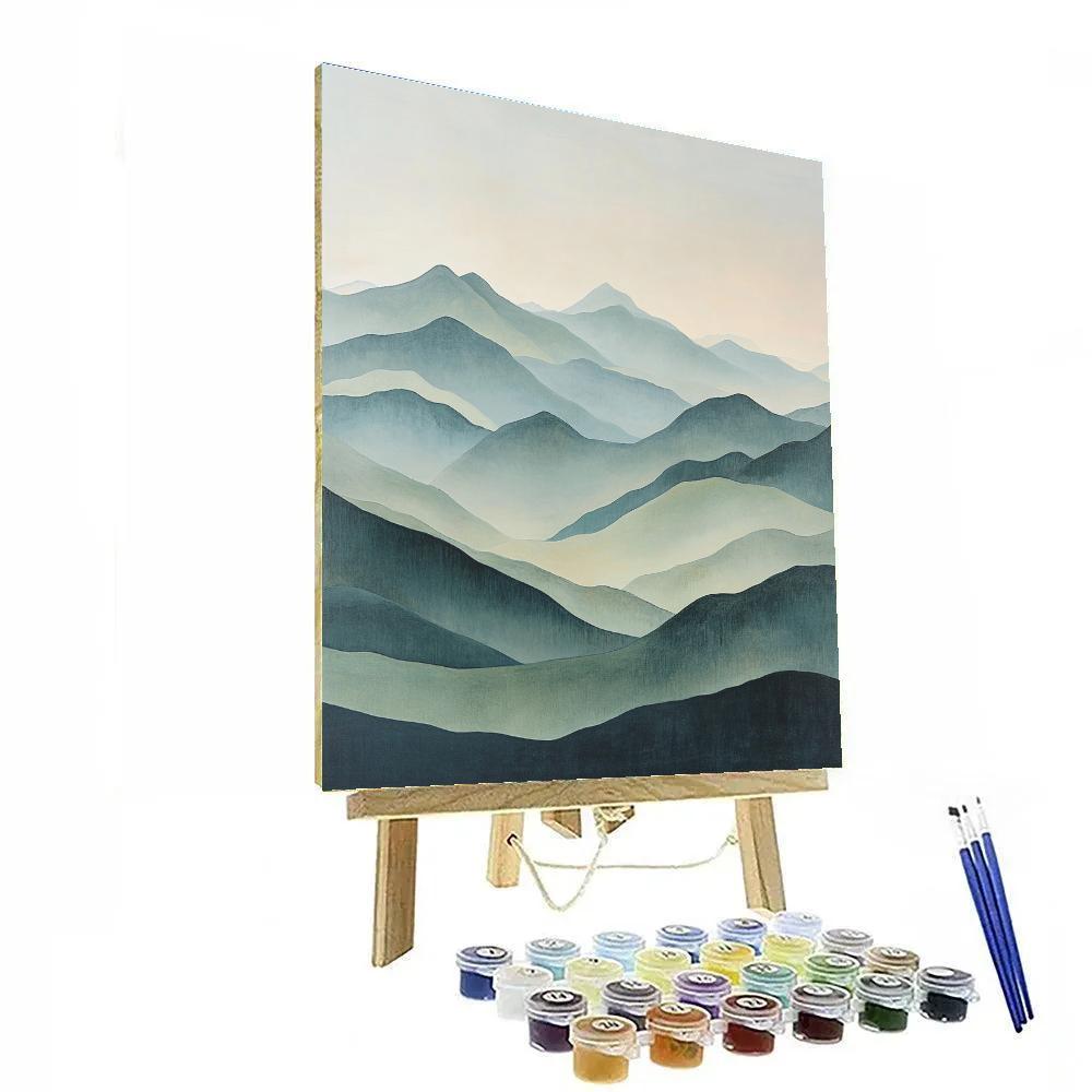 Zhao Mengfu Inspired Whispering Mist Valleys paint by number