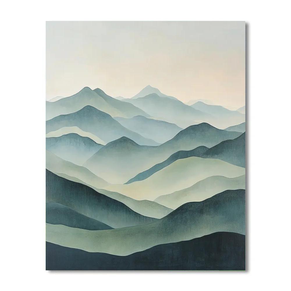 Zhao Mengfu Inspired Whispering Mist Valleys paint by number