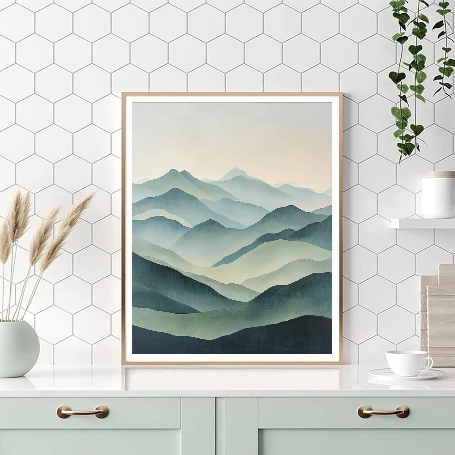 Zhao Mengfu Inspired Whispering Mist Valleys paint by number