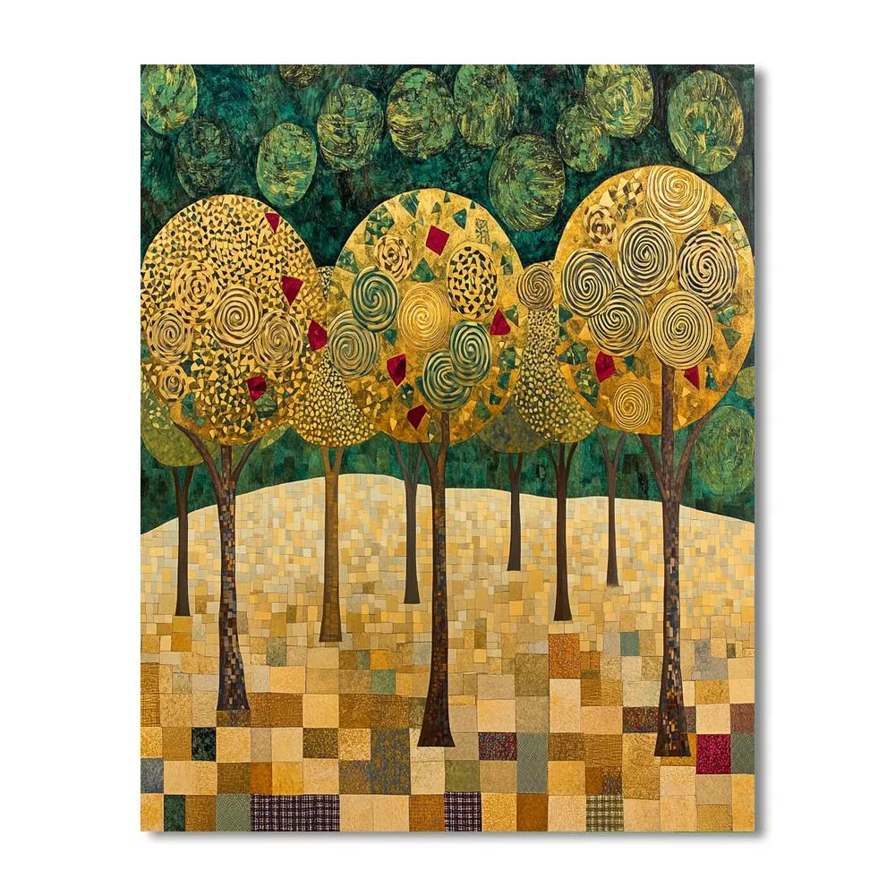 Gustav Klimt Inspired Golden Orchard In Patterns Paint by numbers kits