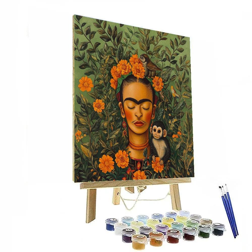 Frida Kahlo Inspired Symbolic Garden Self paint by color