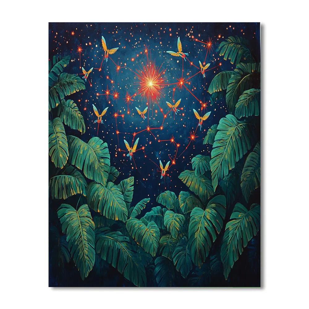 Frida Kahlo Inspired Hummingbird Constellation Sanctuary painting number kit