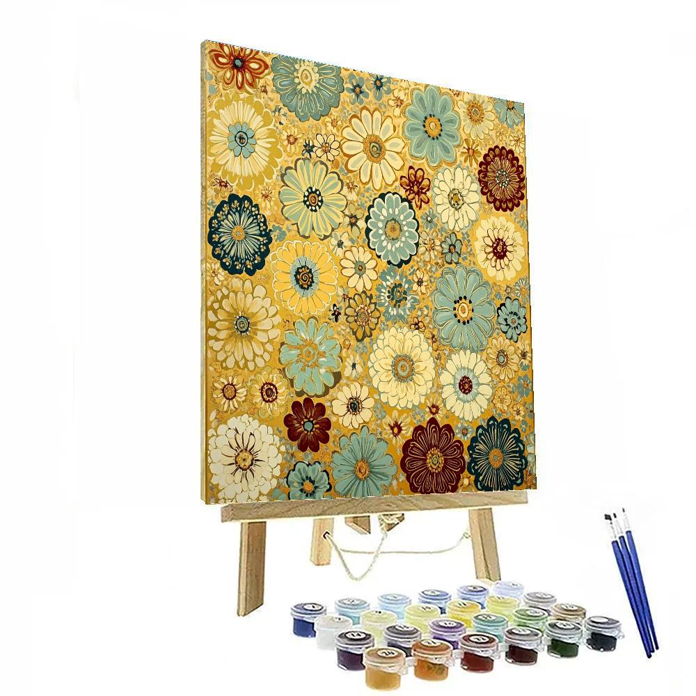 Gustav Klimt Inspired Abstract Meadow Of Golden Flowers DIY paint by numbers