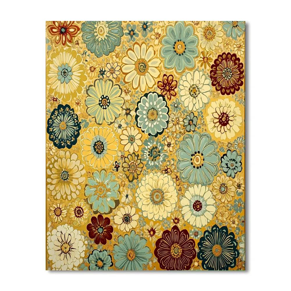 Gustav Klimt Inspired Abstract Meadow Of Golden Flowers DIY paint by numbers