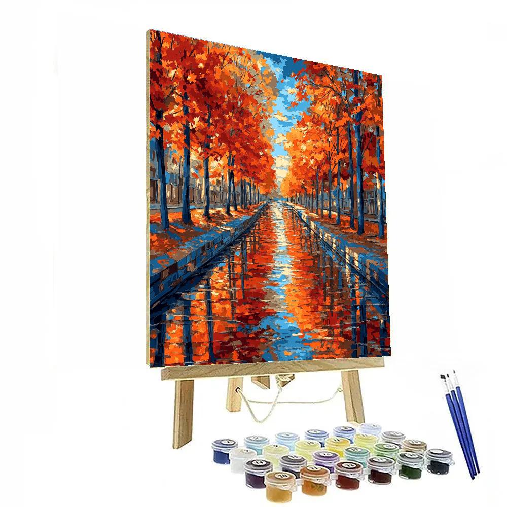 Claude Monet Inspired Autumn Reflections On Canal paint by color