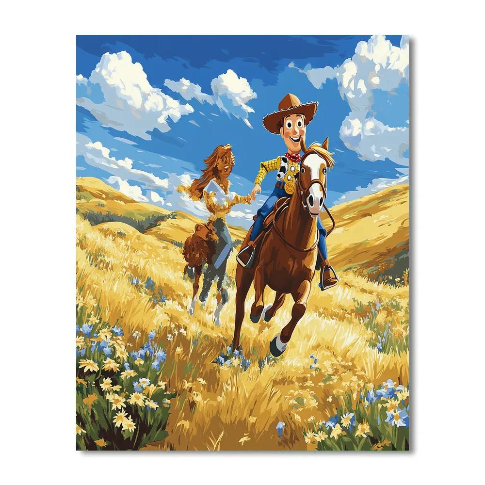 Woody And Bullseye’s Prairie Ride Disney Inspired paint by color
