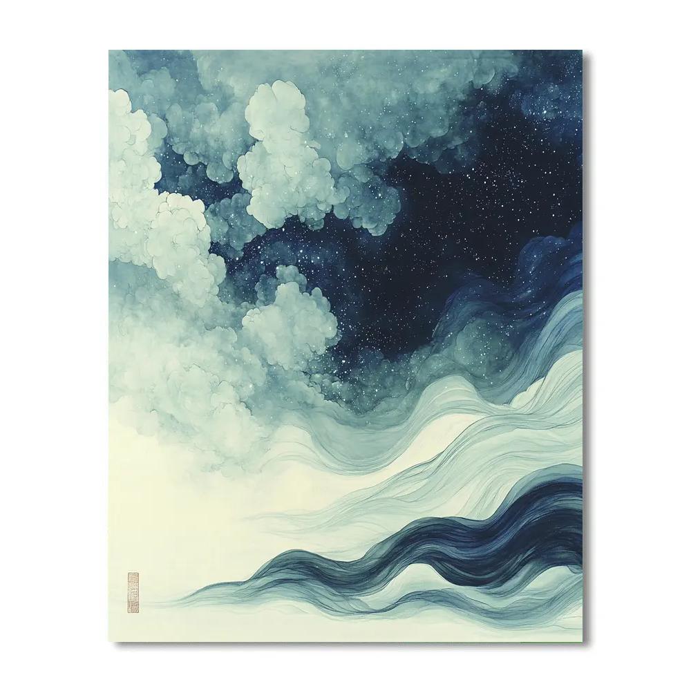 Zhao Mengfu Inspired Celestial Ink Currents painting number kit