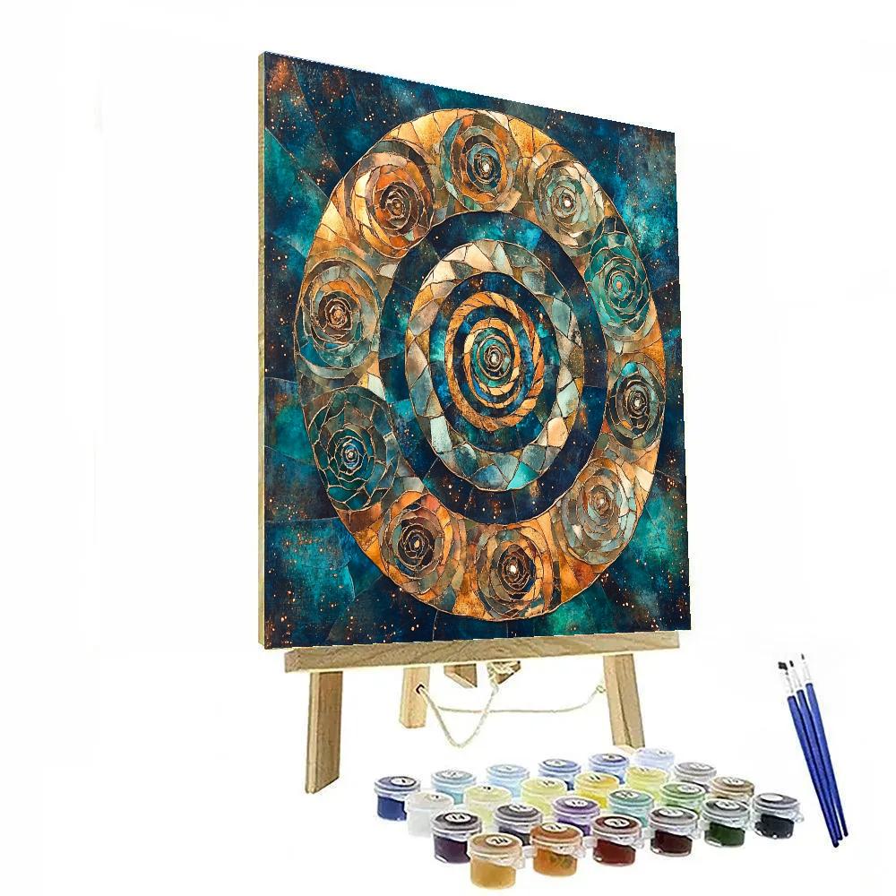 Gustav Klimt Inspired Luminous Spiral Galaxy Garden Numbered painting kits