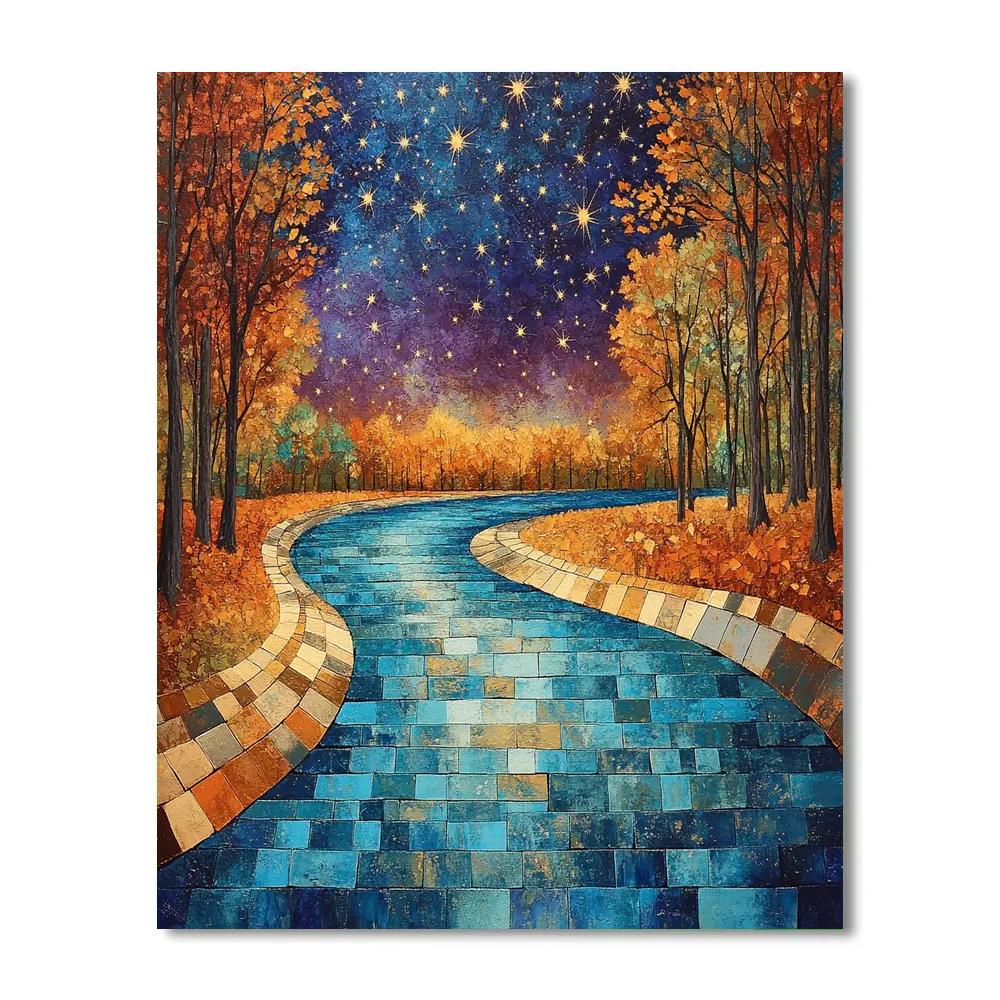 Hiroshige Inspired Autumn River Of Falling Stars painting number kit