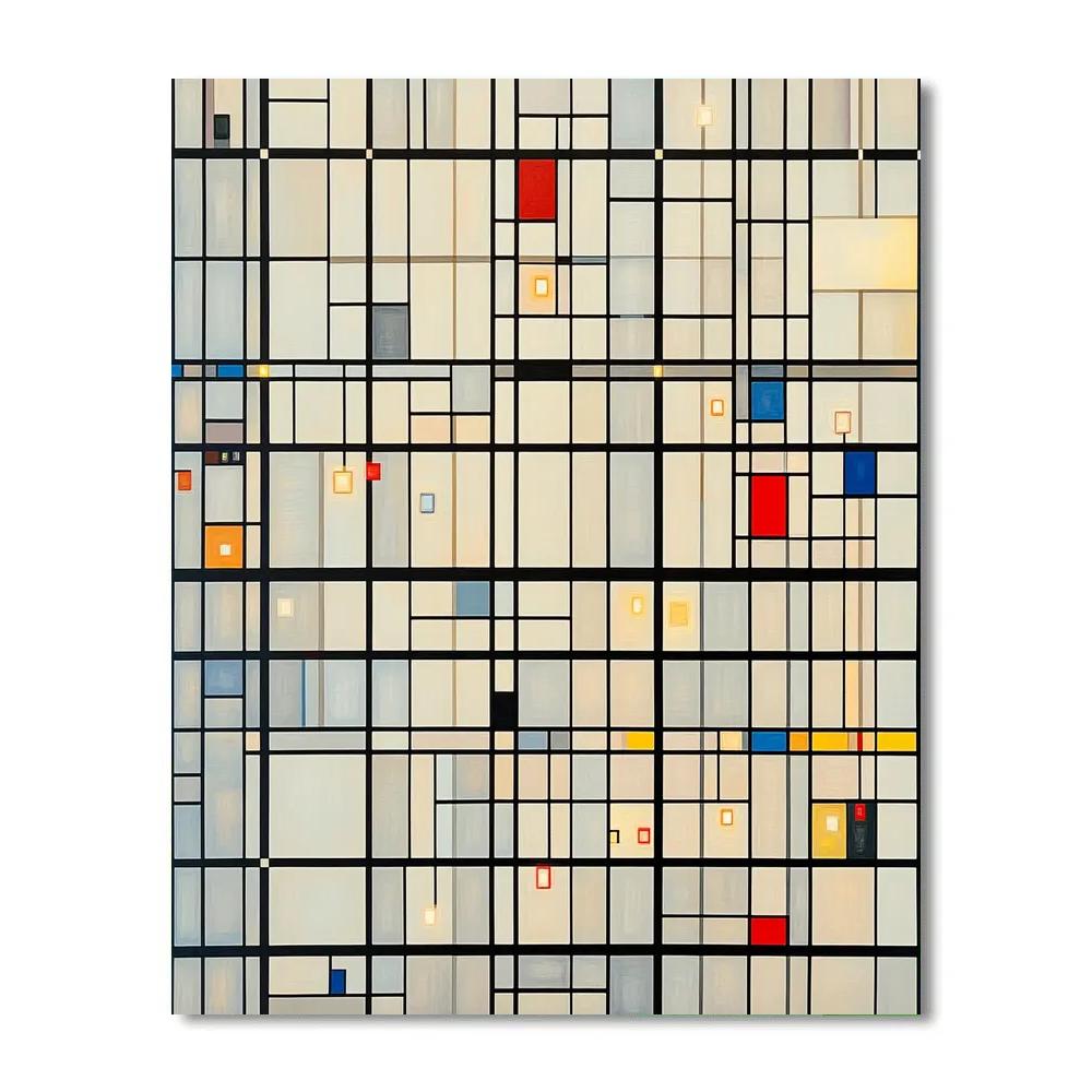 Mondrian Inspired Futuristic City Grid Paint by numbers kits