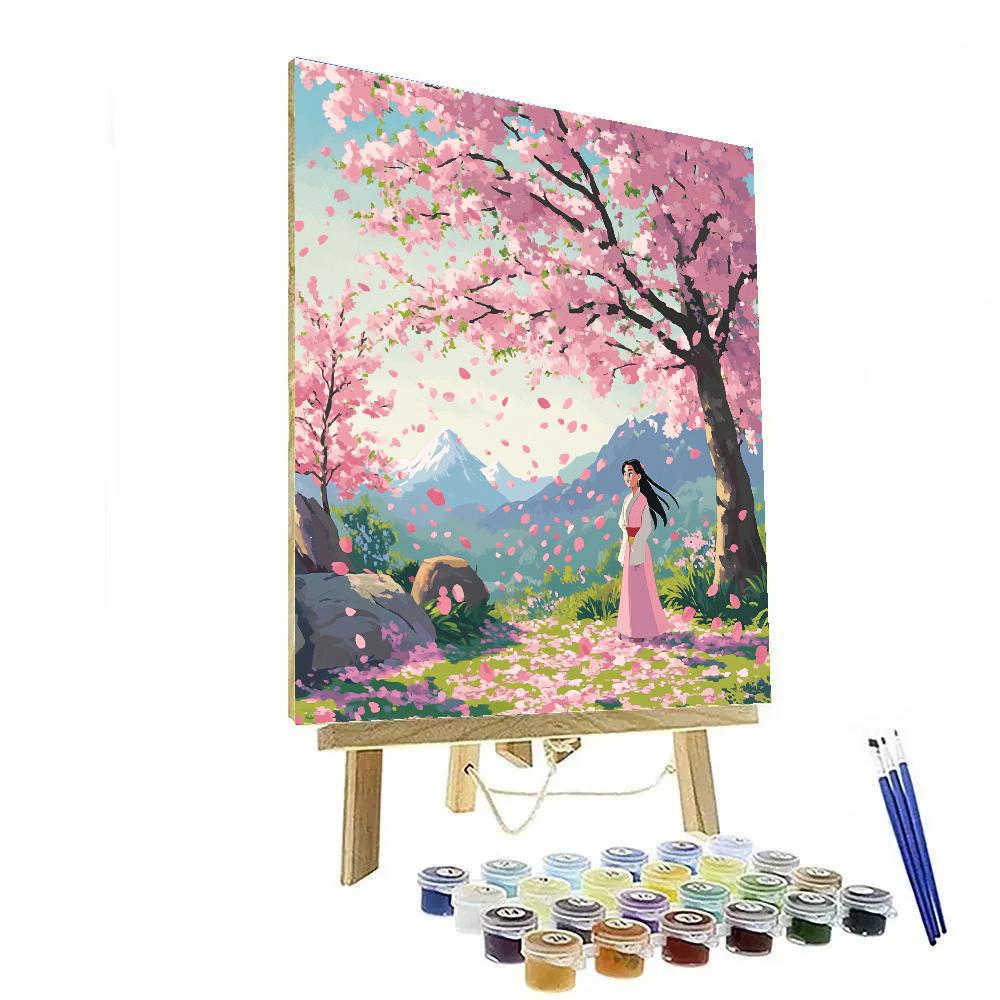 Mulan’s Cherry Blossom Spring Disney Inspired painting number kit