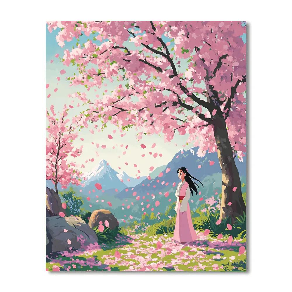 Mulan’s Cherry Blossom Spring Disney Inspired painting number kit