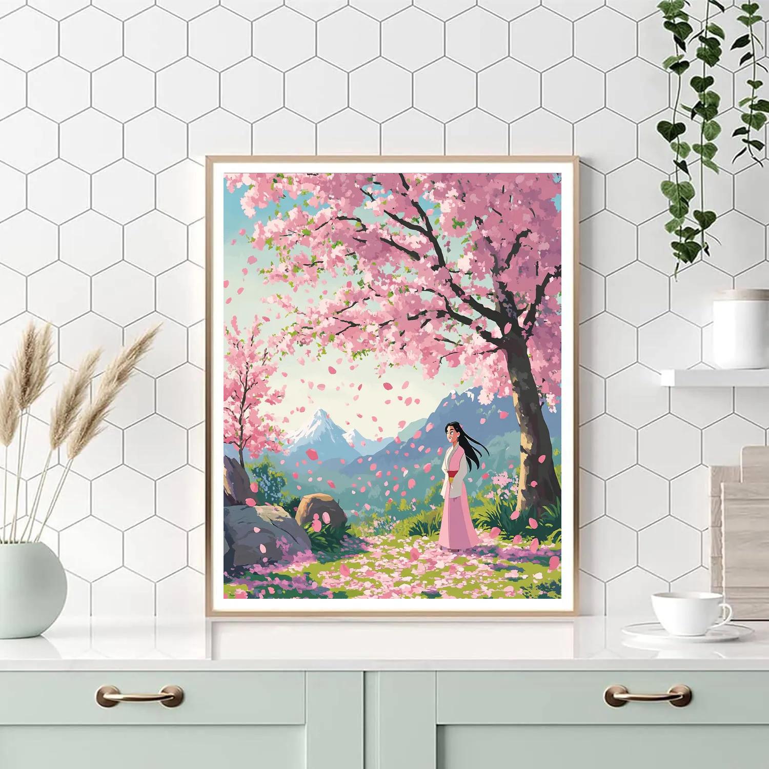 Mulan’s Cherry Blossom Spring Disney Inspired painting number kit