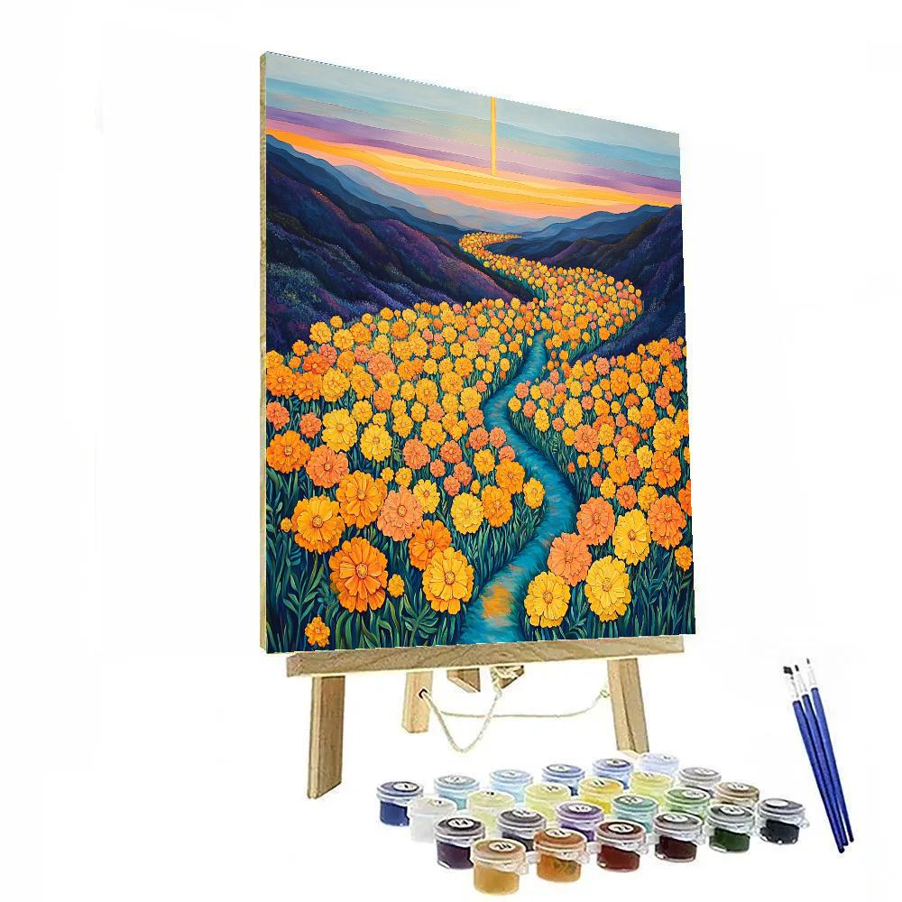 Frida Kahlo Inspired Marigold Path To Inner Dawn paint by color