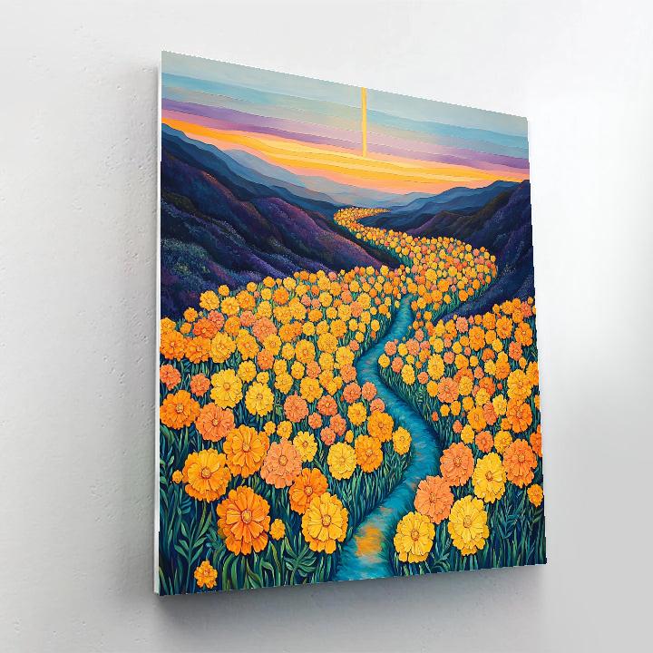 Frida Kahlo Inspired Marigold Path To Inner Dawn paint by color