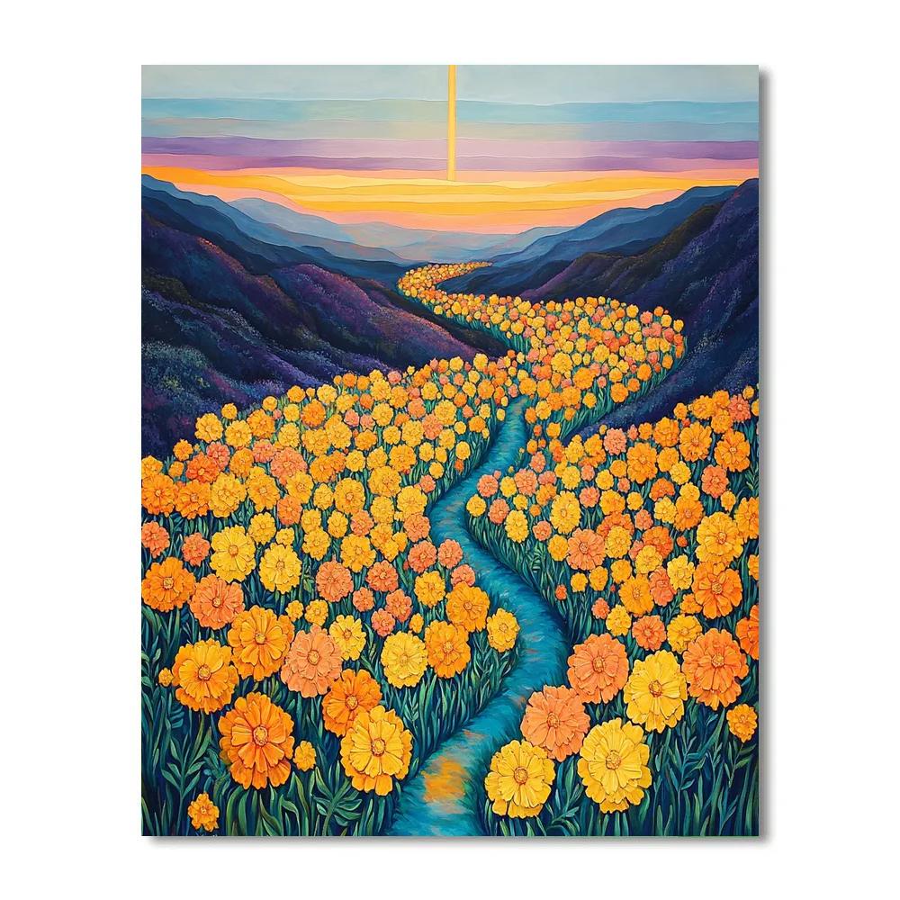 Frida Kahlo Inspired Marigold Path To Inner Dawn paint by color