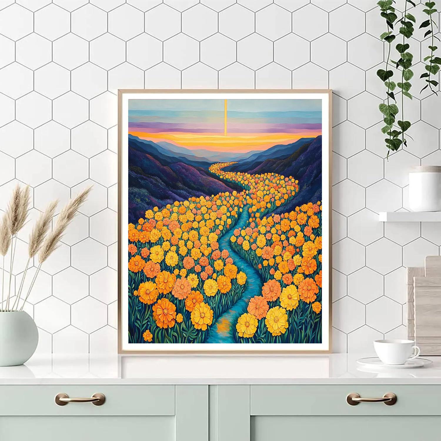 Frida Kahlo Inspired Marigold Path To Inner Dawn paint by color