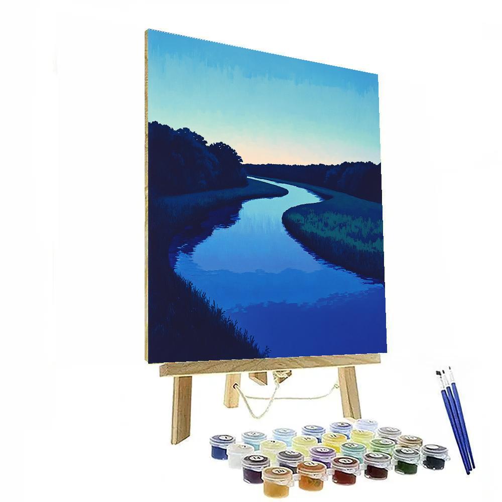 Claude Monet Inspired River Bend At Twilight paint by color