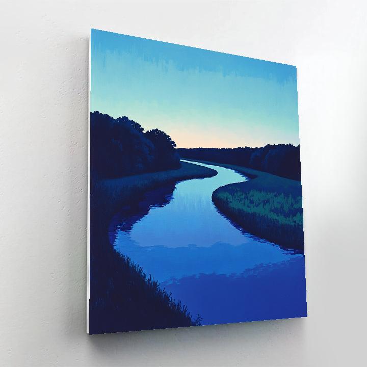 Claude Monet Inspired River Bend At Twilight paint by color