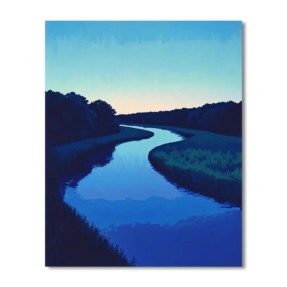 Claude Monet Inspired River Bend At Twilight paint by color