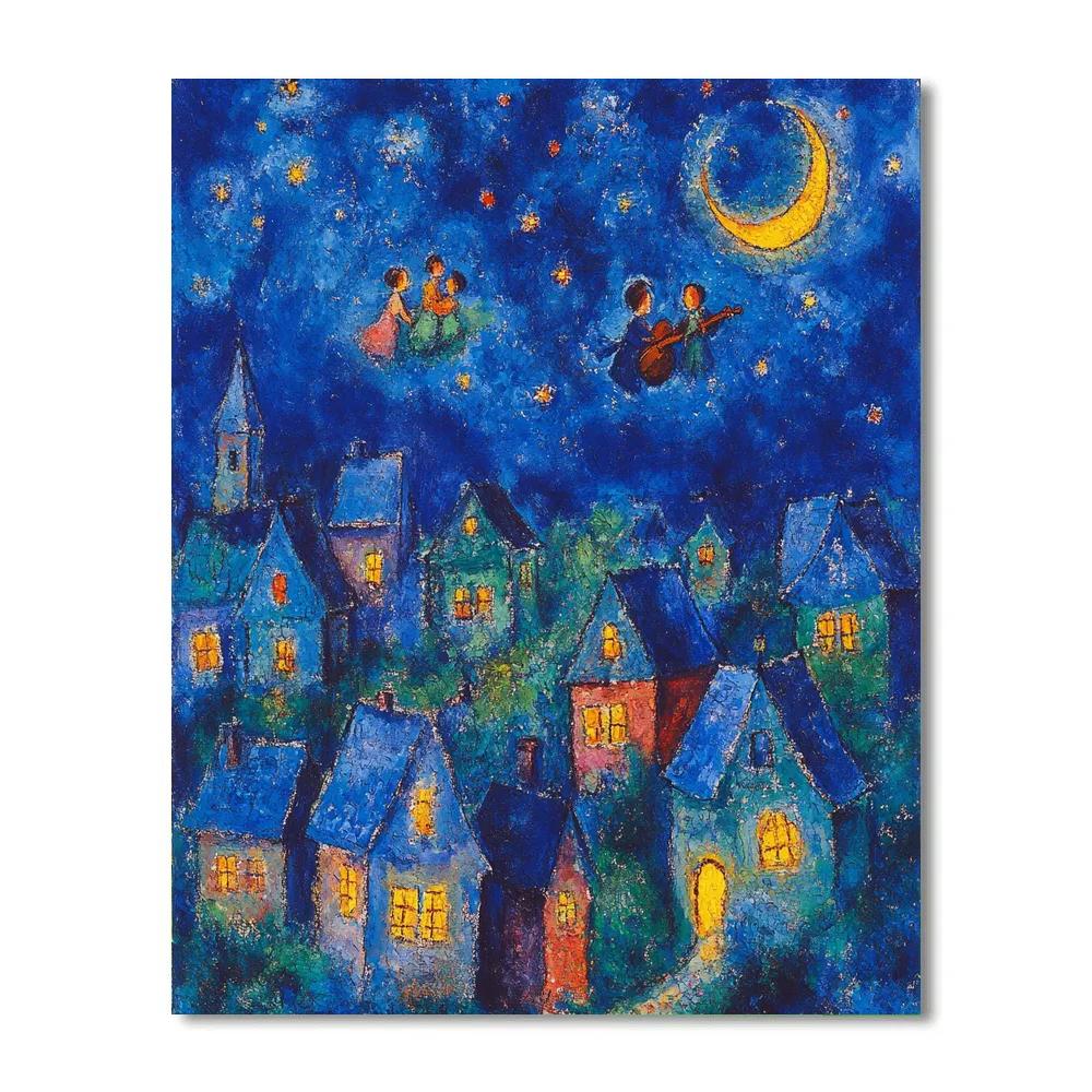 Marc Chagall Inspired Floating Village Festival Paint by numbers art