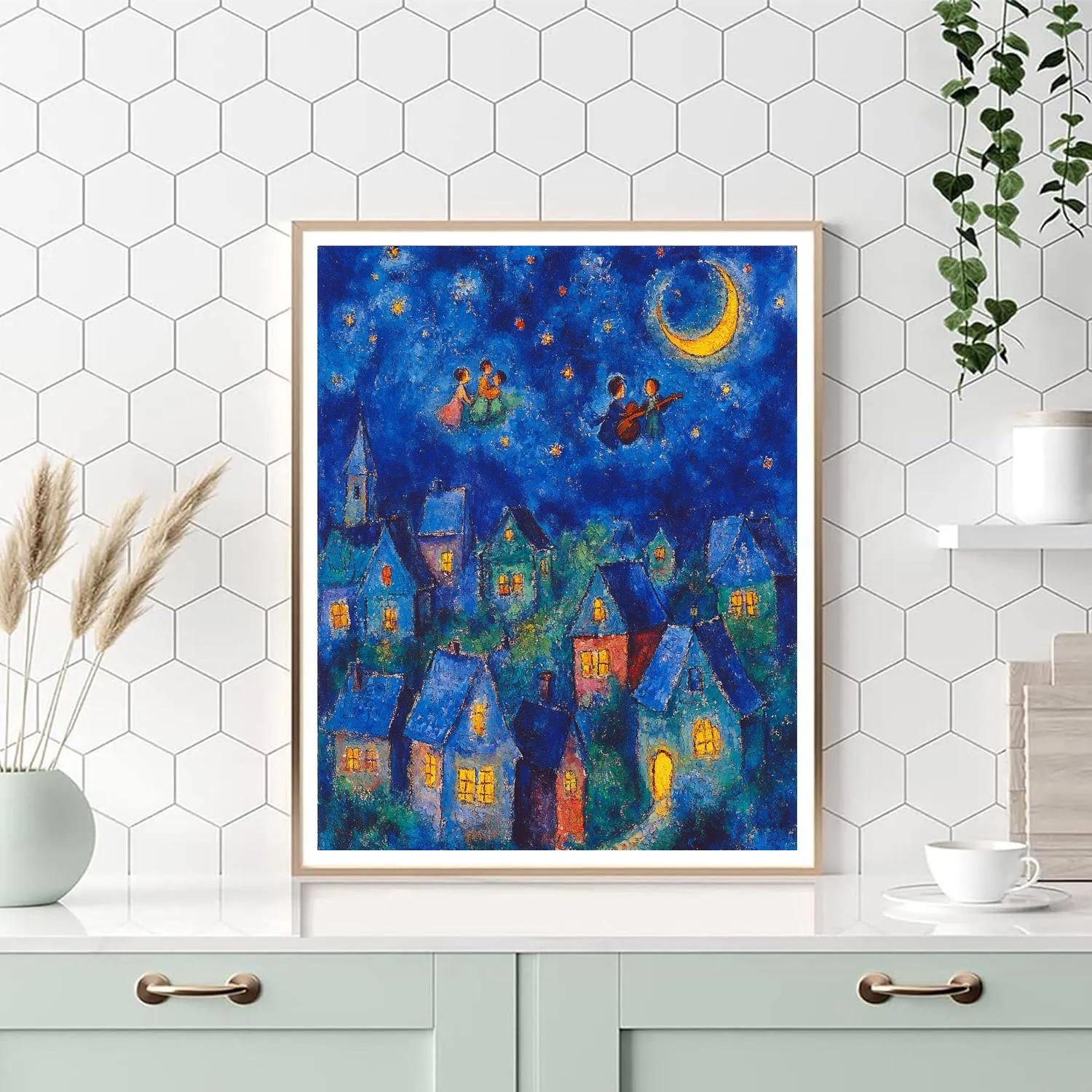 Marc Chagall Inspired Floating Village Festival Paint by numbers art