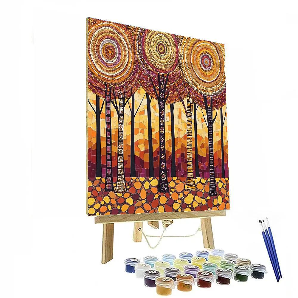 Gustav Klimt Inspired Ornamental Autumn Grove Numbered painting kits