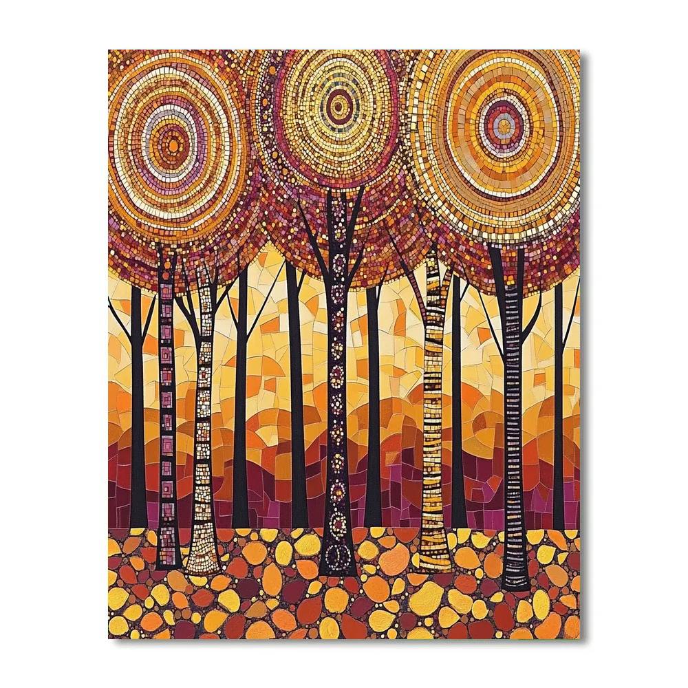 Gustav Klimt Inspired Ornamental Autumn Grove Numbered painting kits