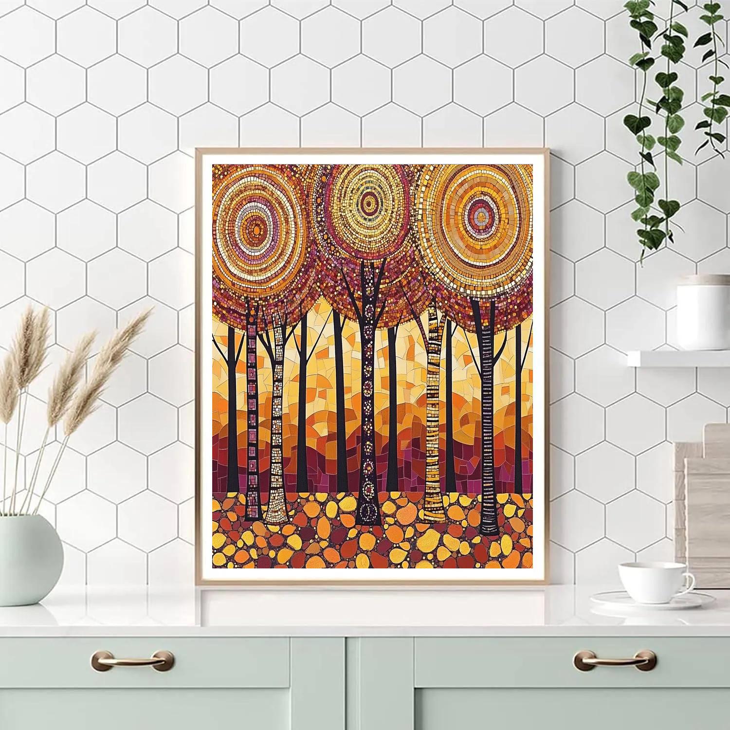 Gustav Klimt Inspired Ornamental Autumn Grove Numbered painting kits
