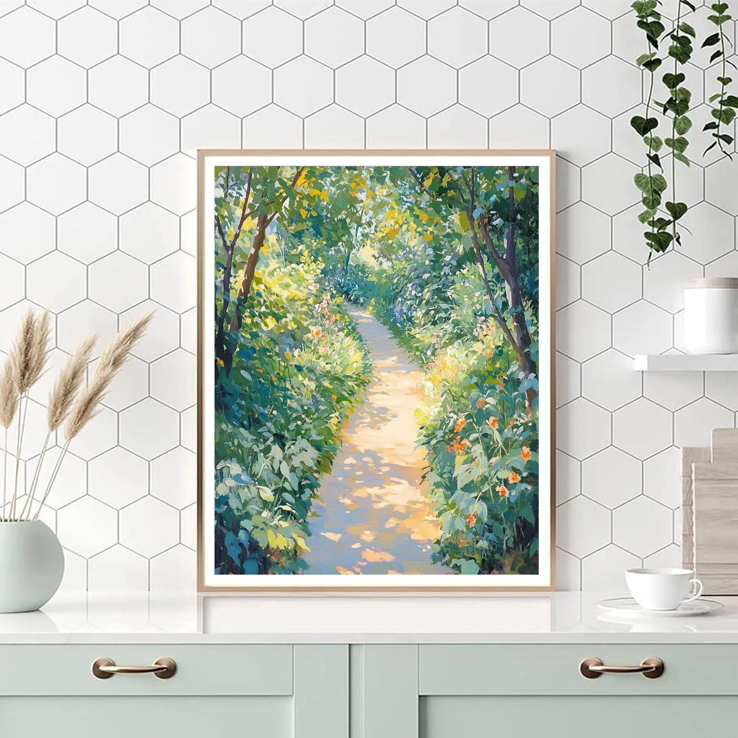 Claude Monet Inspired Sunlit Garden Path paint by numbers