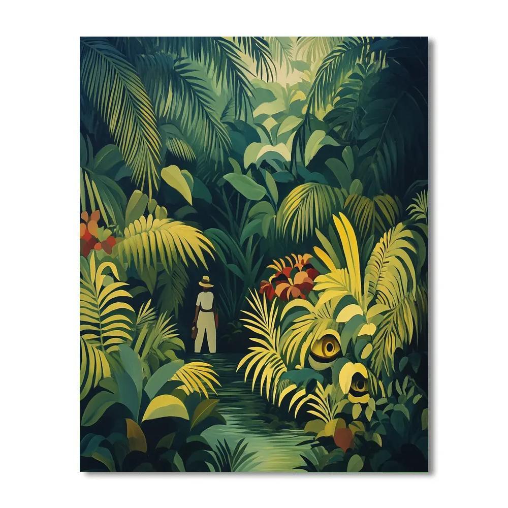Henri Rousseau Inspired Jungle Expedition paint by color