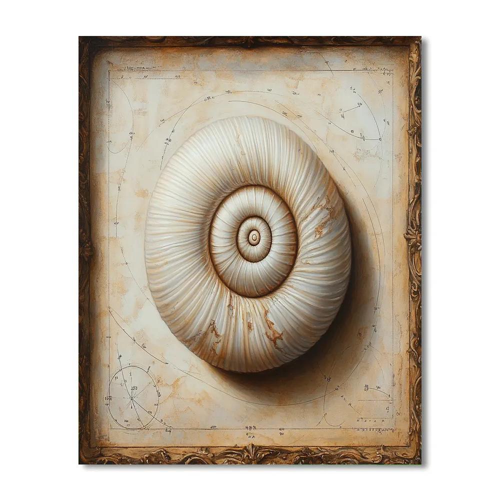 Leonardo Da Vinci Inspired Spiral Shell Cosmos Numbered painting kits