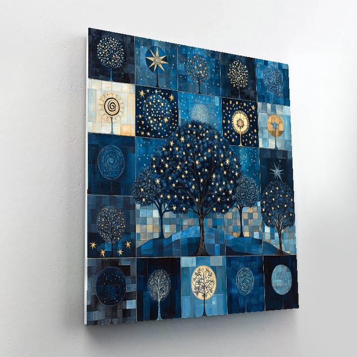 Gustav Klimt Inspired Celestial Tiled Night Orchard painting number kit