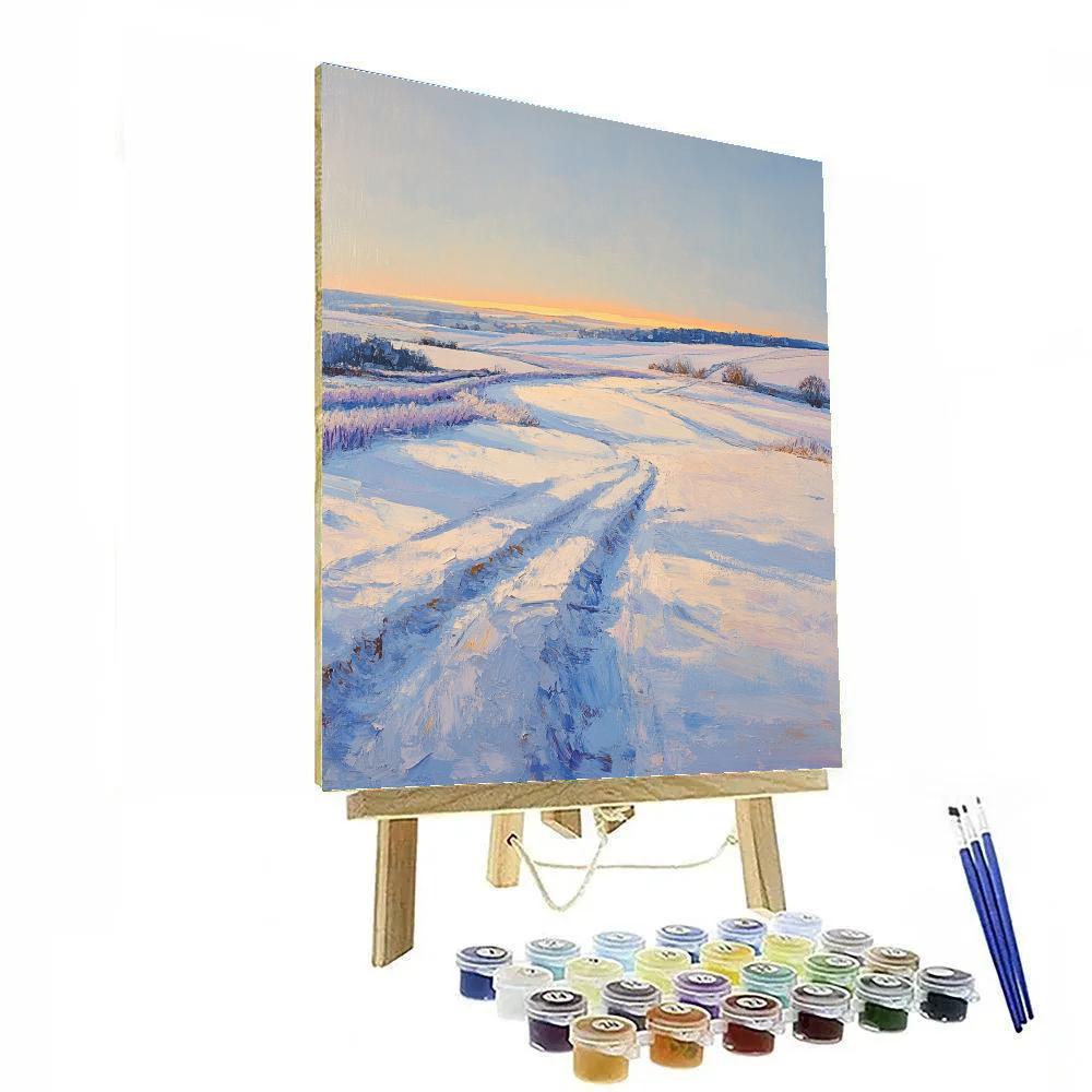 Claude Monet Inspired Snow Covered Field At Dusk paint by numbers