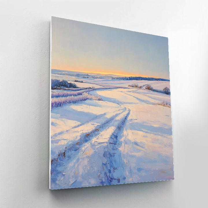 Claude Monet Inspired Snow Covered Field At Dusk paint by numbers