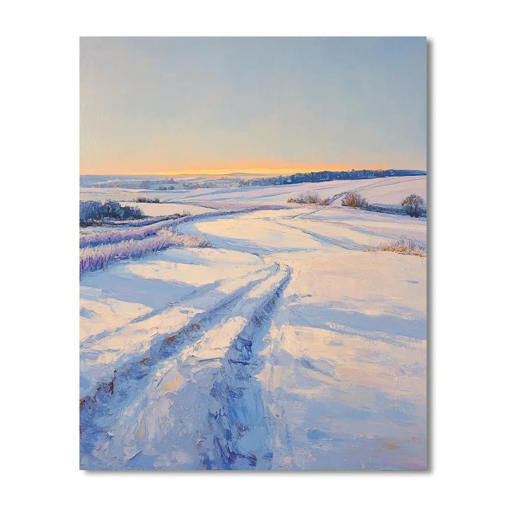 Claude Monet Inspired Snow Covered Field At Dusk paint by numbers